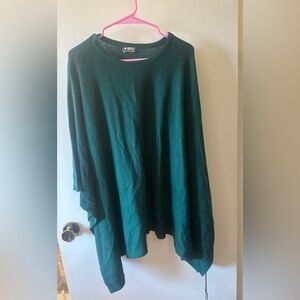 Elegant Dark Green Women's Poncho 100% Cashmere